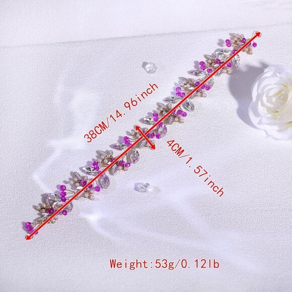 Wedding Hair Band Colorful Crystal Leaf Headpiece Rhinestones Bridal Accessory main image 5